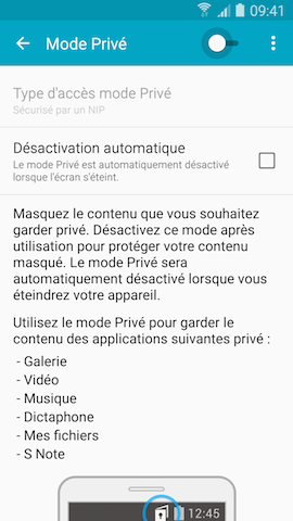 Galaxy Note4: Mode privé (SM-N910W)