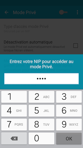 Galaxy Note4: Mode privé (SM-N910W)