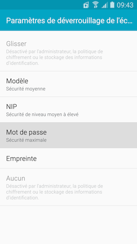 Galaxy Note4: Mode privé (SM-N910W)