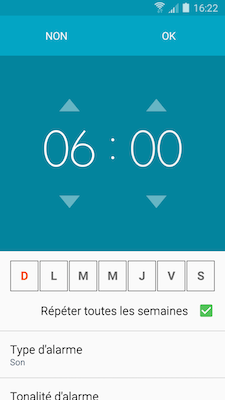 Galaxy A5: Alarme de réveil (SM-A500W)