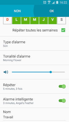 Galaxy A5: Alarme de réveil (SM-A500W)