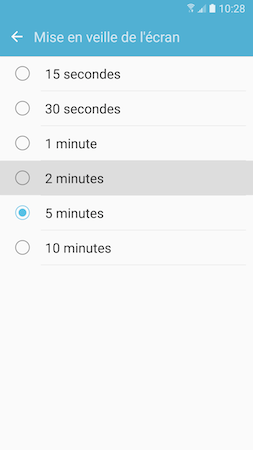 Galaxy S7: Luminosité et délai de mise en veille de l’écran (SM-G930W)
