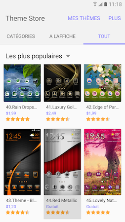 Sélectionnez le thème que vous voulez utiliser en le touchant