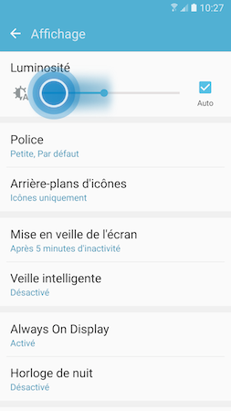 Galaxy S7: Luminosité et délai de mise en veille de l’écran (SM-G930W)