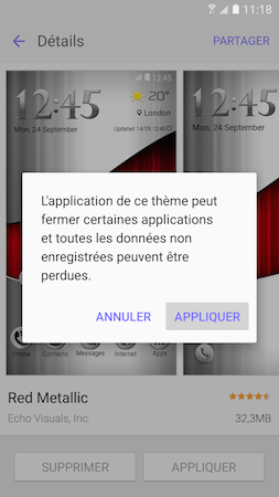 Il vous sera demandé de confirmer votre décision en touchant à nouveau « Appliquer » dans la fenêtre contextuelle