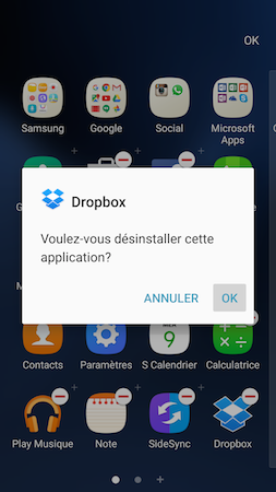Comment désinstaller ou désactiver des applications présentes sur mon Samsung Galaxy S7?