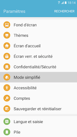 Comment activer ou désactiver le Mode simplifié sur mon Samsung Galaxy S7?