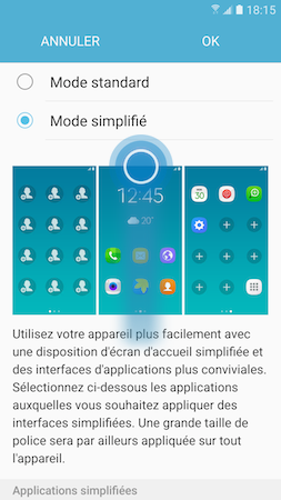 Comment activer ou désactiver le Mode simplifié sur mon Samsung Galaxy S7?