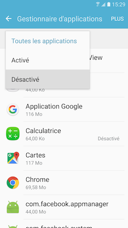Comment désinstaller ou désactiver des applications présentes sur mon Samsung Galaxy S7?