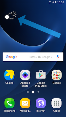 Galaxy S7: Ajouter le widget Météo et Horloge sur l'écran d'accueil (SM-G930W)