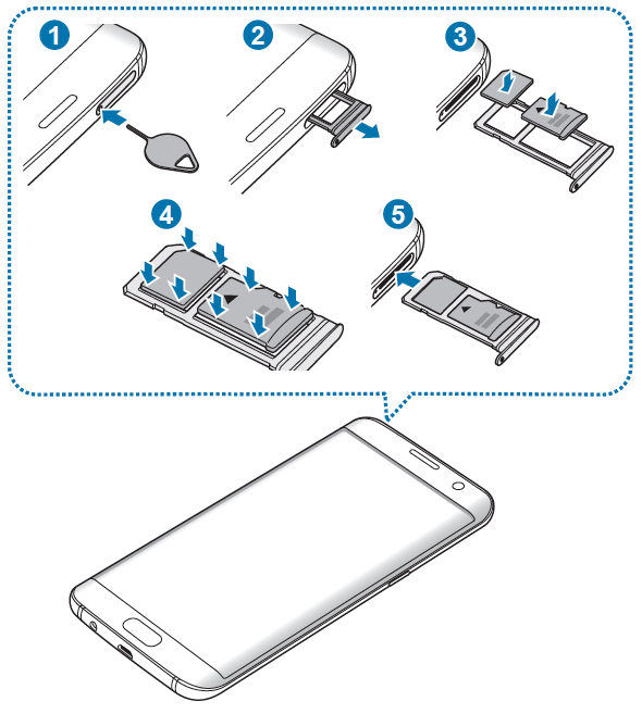 Galaxy S7: Installer une nanocarte SIM et une carte microSD ou les retirer (SM-G930W)