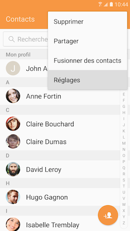 Galaxy S7: Modifier le mode de tri des contacts (SM-G930W)