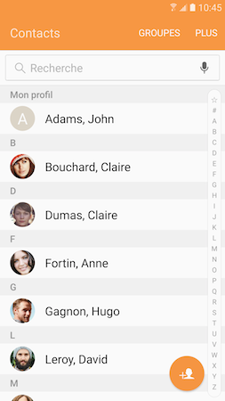 Galaxy S7: Modifier le mode de tri des contacts (SM-G930W)