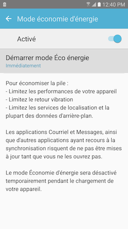 Comment activer et utiliser les modes économie d'énergie sur mon Samsung Galaxy S7 ?