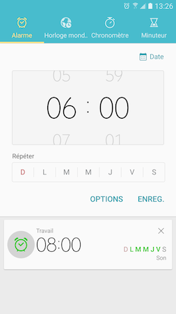 Galaxy S7: Alarme de réveil (SM-G930W)