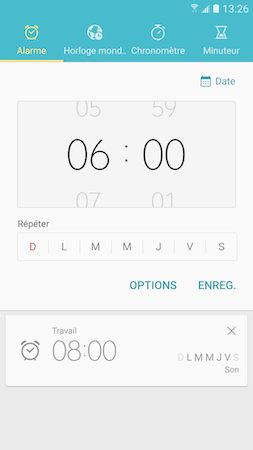 Galaxy S7: Alarme de réveil (SM-G930W)