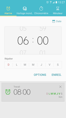 Galaxy S7: Alarme de réveil (SM-G930W)