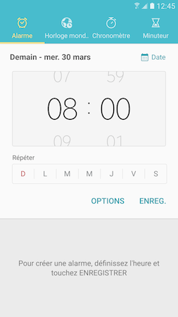 Galaxy S7: Alarme de réveil (SM-G930W)