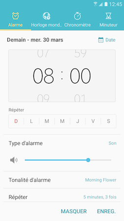 Galaxy S7: Alarme de réveil (SM-G930W)