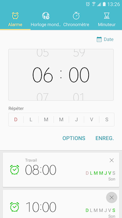 Galaxy S7: Alarme de réveil (SM-G930W)