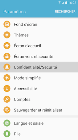 Galaxy S7: Mode privé (SM-G930W)