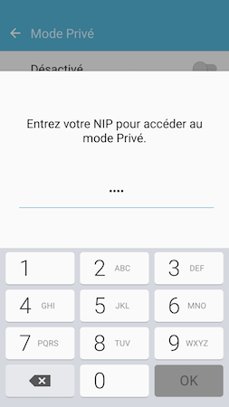 Galaxy S7: Mode privé (SM-G930W)