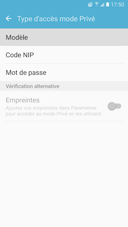 Galaxy S7: Mode privé (SM-G930W)