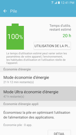 Galaxy S7: Mode ultra économie d'énergie (SM-G930W)