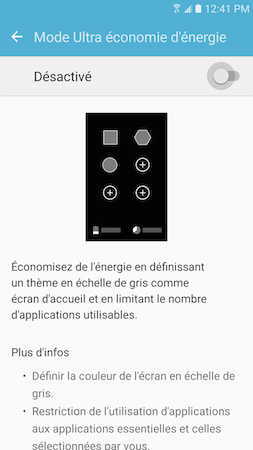 Galaxy S7: Mode ultra économie d'énergie (SM-G930W)