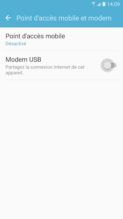 Galaxy S7: Point d'accès mobile ou modem USB (SM-G930W)