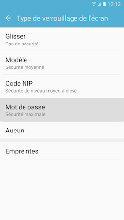 Galaxy S7: Type de verrouillage « Mot de passe » (SM-G930W)