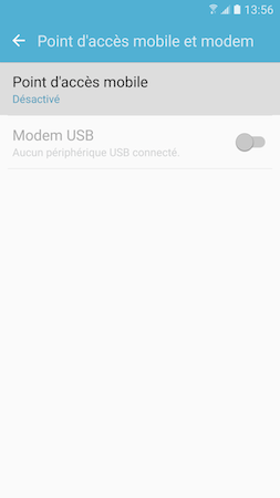 Galaxy S7: Point d'accès mobile ou modem USB (SM-G930W)