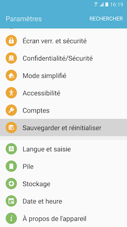 Galaxy S7: Effacer toutes les données personnelles (SM-G930W)