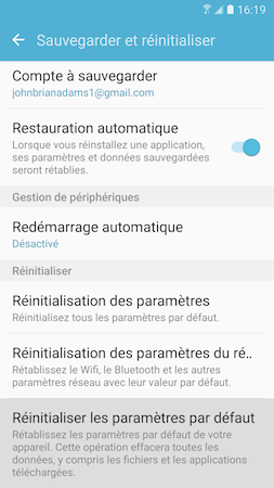 Galaxy S7: Effacer toutes les données personnelles (SM-G930W)