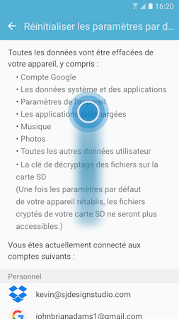 Galaxy S7: Effacer toutes les données personnelles (SM-G930W)
