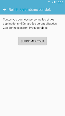 Galaxy S7: Effacer toutes les données personnelles (SM-G930W)