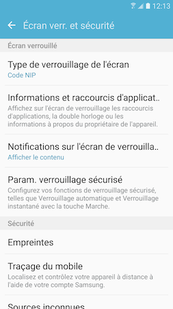 Galaxy S7: Type de verrouillage « Code NIP » (SM-G930W)