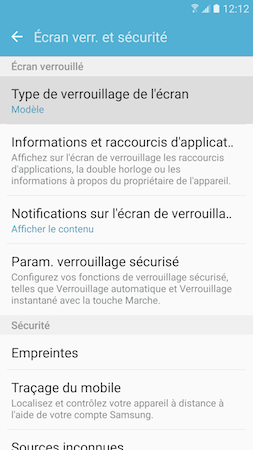 Galaxy S7: Type de verrouillage « Code NIP » (SM-G930W)
