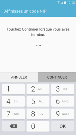 Galaxy S7: Type de verrouillage « Code NIP » (SM-G930W)