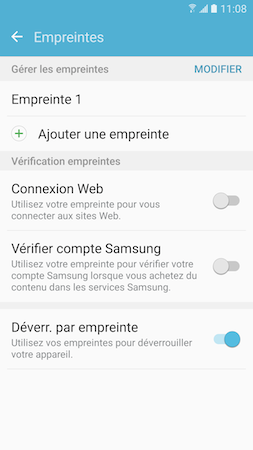 Galaxy S7: Ajouter ou supprimer une empreinte digitale (SM-G930W)