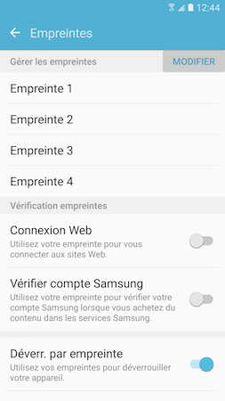 Galaxy S7: Ajouter ou supprimer une empreinte digitale (SM-G930W)