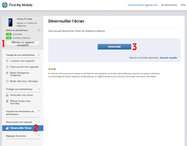 Galaxy S7: Type de verrouillage « Empreintes » (SM-G930W)