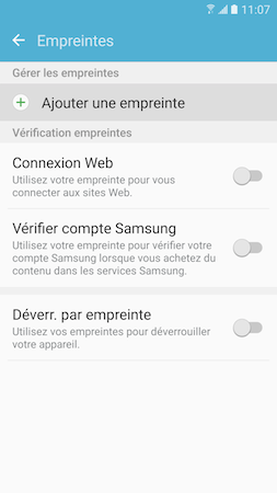 Galaxy S7: Ajouter ou supprimer une empreinte digitale (SM-G930W)
