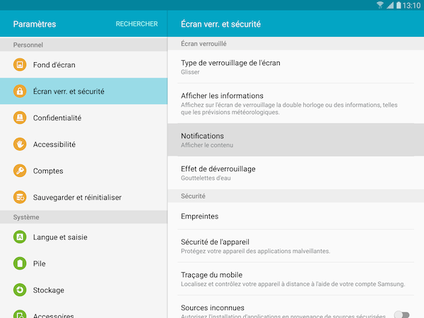 Ecran de verrouillage 6