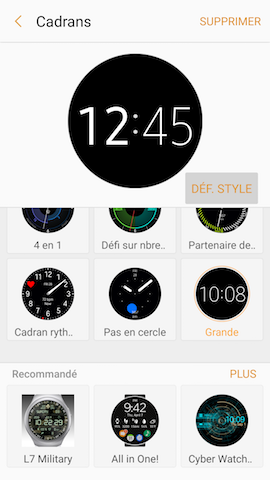 Gear S3 Frontier: Modifier et personnaliser le type de cadran (SM-R760)