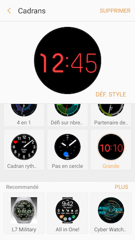 Gear S3 Frontier: Modifier et personnaliser le type de cadran (SM-R760)