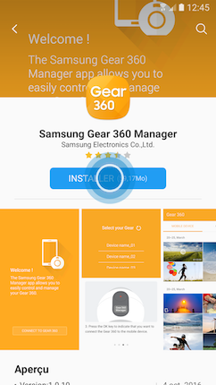 Gear 360: Télécharger et installer l'application compagnon Gear 360 Manager (SM-C200)