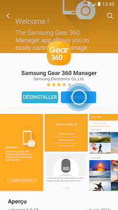 Gear 360: Télécharger et installer l'application compagnon Gear 360 Manager (SM-C200)