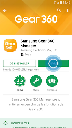 Gear 360: Télécharger et installer l'application compagnon Gear 360 Manager (SM-C200)