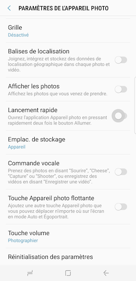 Comment lancer rapidement l application appareil photo a partir de mon Samsung Galaxy S8